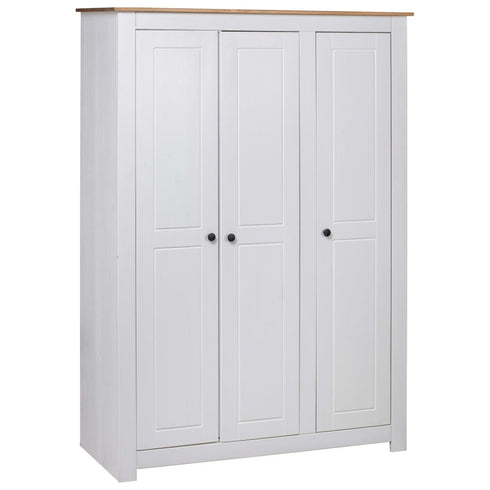Maison Madeleine -  3Door Wardrobe White 118x50x171.5 cm Pine Panama Range